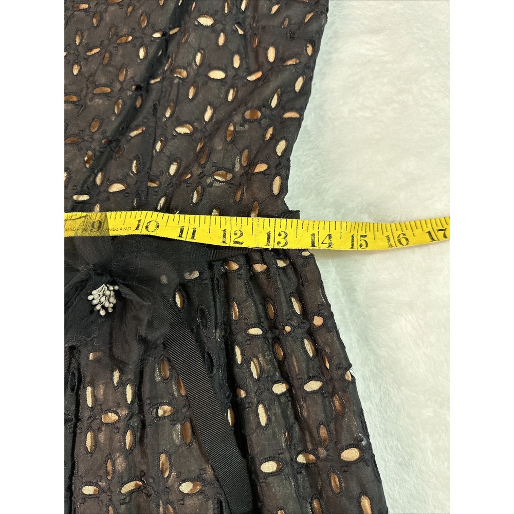 Laundry Shelli Segal Dress Womens Size 6 Black Eyelet Nude Lining Strappy - Picture 10 of 16